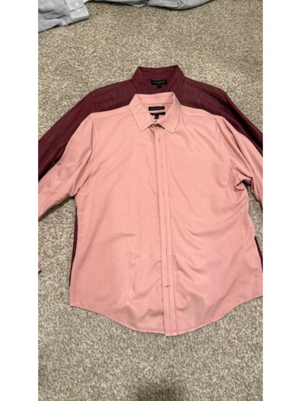 Banana Republic L Untucked Slim Shirt Lot 2 Burgundy Pink